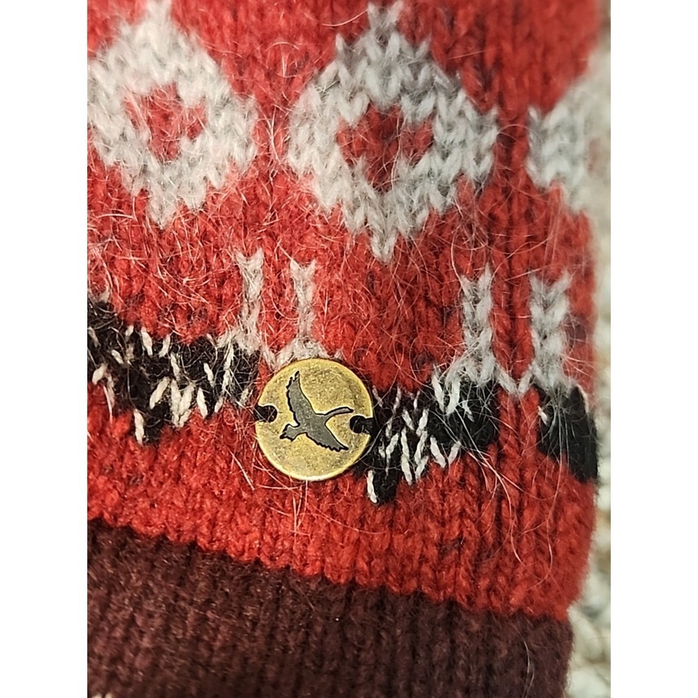 Vtg Eddie Bauer Fair Isle Funnel Cowl Neck Wool Mohair Pullover Fuzzy Sweater Sm - Picture 8 of 10